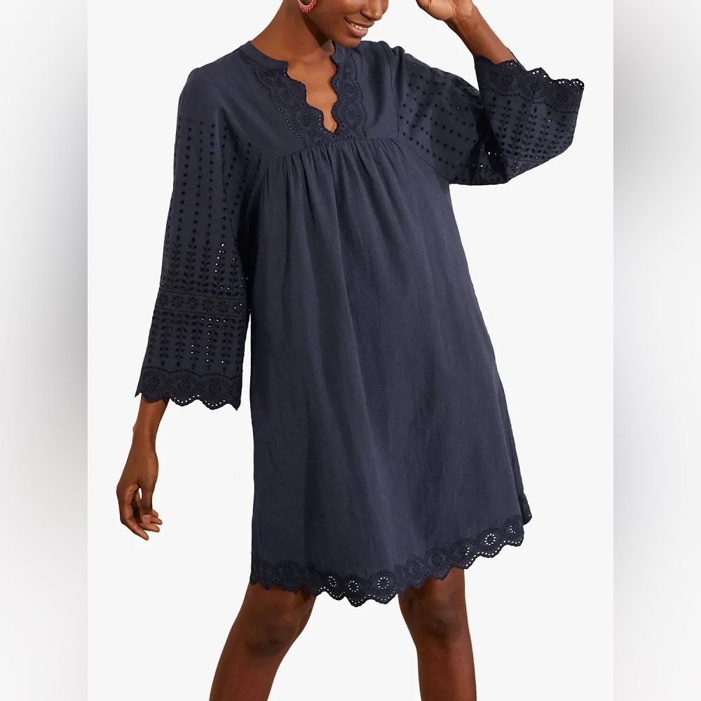 Boden / 10 / Navy Broderie Eyelet Dress / Spring, Boho, Preppy, Coastal, Casual